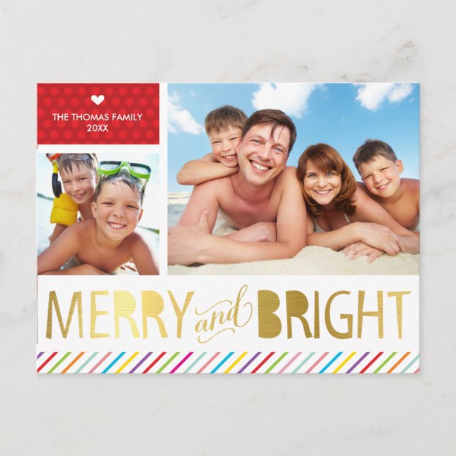 Cartes Pour Fêtes Annuelles 2 PHOTO NOËL FAMILLE moderne joyeux & lumineux (Devant)