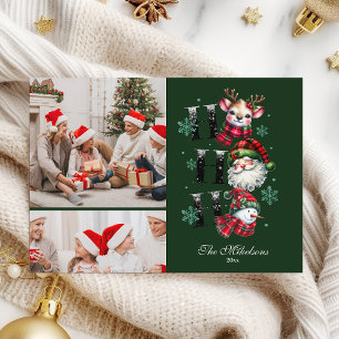 Cartes Pour Fêtes Annuelles 2 Photo Retro En vichy Père Noël & Amis Noël