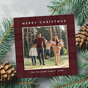 Cartes Pour Fêtes Annuelles 2 Photo Retro Noël Plaid Grey