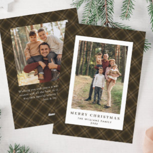Cartes Pour Fêtes Annuelles 2 Photo Retro Noël Plaid Tartan Salutation