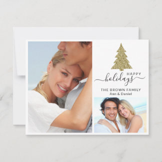 Cartes Pour Fêtes Annuelles 2 photos Collage Gold Parties scintillant Christma