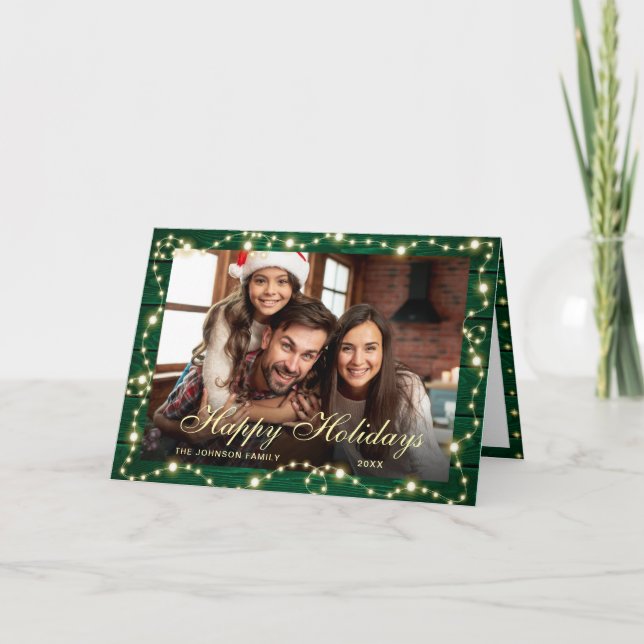 Cartes Pour Fêtes Annuelles 2 PHOTOS Étincelle Noël Lumières Salutation rustiq (Devant)