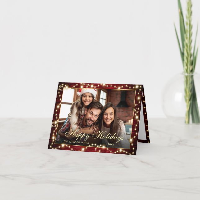 Cartes Pour Fêtes Annuelles 2 PHOTOS Étincelle Noël Lumières Salutation rustiq (Devant)