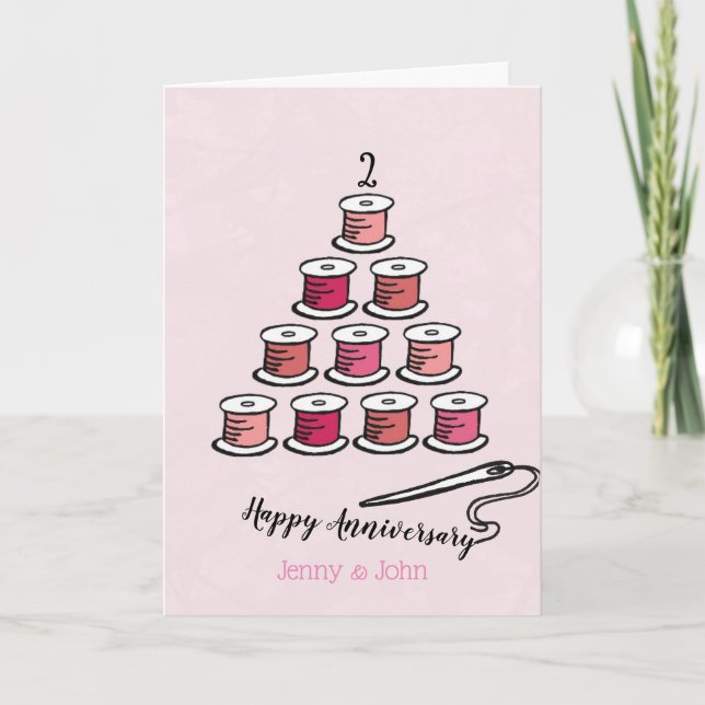 Cartes Pour Fêtes Annuelles 2e anniversaire de mariage de coton (Devant)