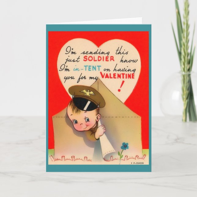 Cartes Pour Fêtes Annuelles 2ÈME GUERRE MONDIALE Army Valentine, mignon soldat (Devant)
