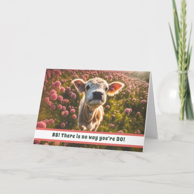 Cartes Pour Fêtes Annuelles 30e anniversaire Écossais Highland Calf Funny (Devant)