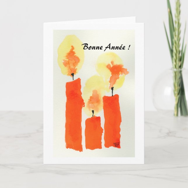 Cartes Pour Fêtes Annuelles 3 bougies, Bonne Année ! (Devant)