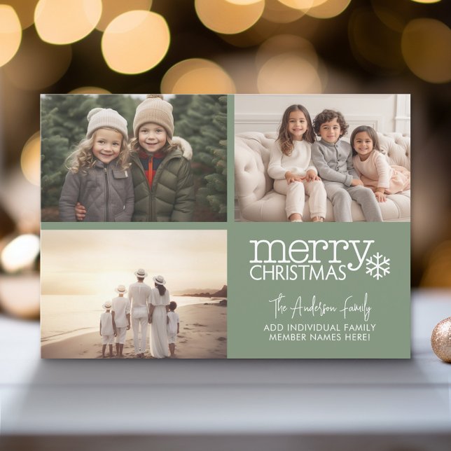 Cartes Pour Fêtes Annuelles 3 Collage photo - Joyeux Noël moderne Polka Dot (Modern Holiday Greeting Card with a Family Photo)