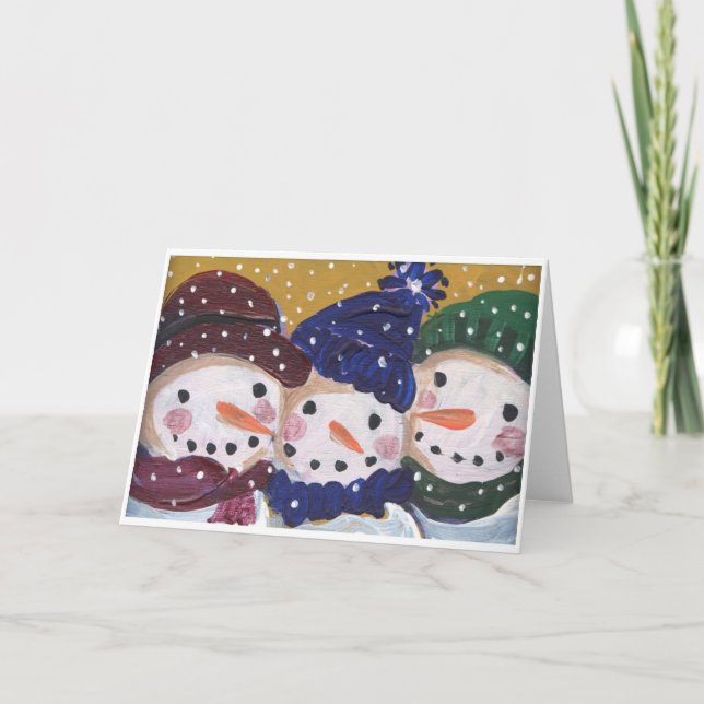 Cartes Pour Fêtes Annuelles 3 Jolly Snowmen (Devant)