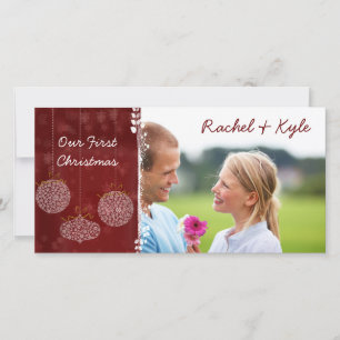 Cartes Pour Fêtes Annuelles 3 Ornements Notre premier Noël Votre photo