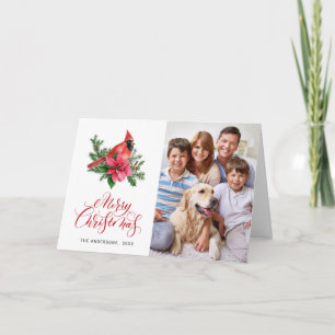 Cartes Pour Fêtes Annuelles 3 PHOTO Aquarelle Rouge Cardinal Noël Salutation