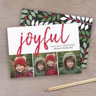 Cartes Pour Fêtes Annuelles 3 Photo Collage - Joyful Bonnes Fêtes Black