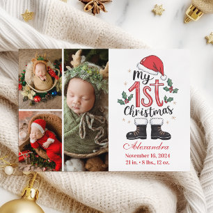 Cartes Pour Fêtes Annuelles 3 Photo Cute Père Noël Baby 1er Noël