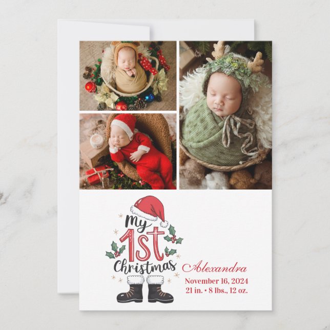 Cartes Pour Fêtes Annuelles 3 Photo Cute Santa Baby 1st Christmas (Devant)