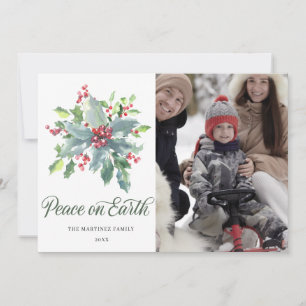 Cartes Pour Fêtes Annuelles 3 PHOTO Holly Berry Festive Noël de famille