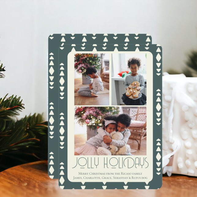 Cartes Pour Fêtes Annuelles 3 Photo Jolly Fêtes Noël (3 Photo Jolly Holidays Christmas Holiday Cards from Ricaso. Add own photographs and text greeting)