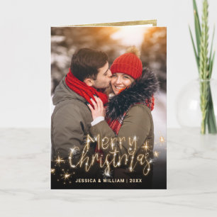 Cartes Pour Fêtes Annuelles 3 PHOTO Modern Golden Christmas Greeting