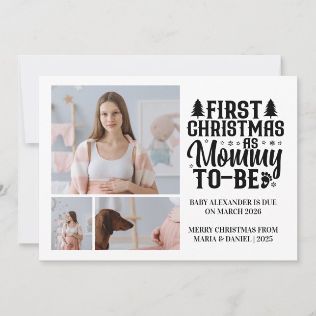 Cartes Pour Fêtes Annuelles 3 Photo Mommy to be Christmas Pregnancy  (Devant)