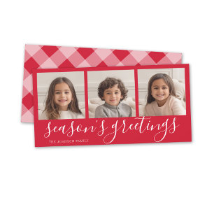 Cartes Pour Fêtes Annuelles 3 Photo - Rouge Calligraphie Plaid Seasons Salutat