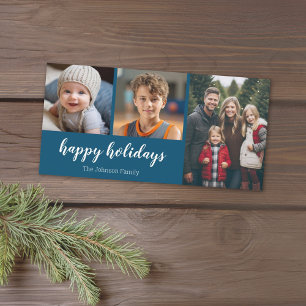 Cartes Pour Fêtes Annuelles 3 Photo - Simply Navy Blue Holly - Happy