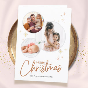 Cartes Pour Fêtes Annuelles 3 Photos cercle familial Joyeux Noël