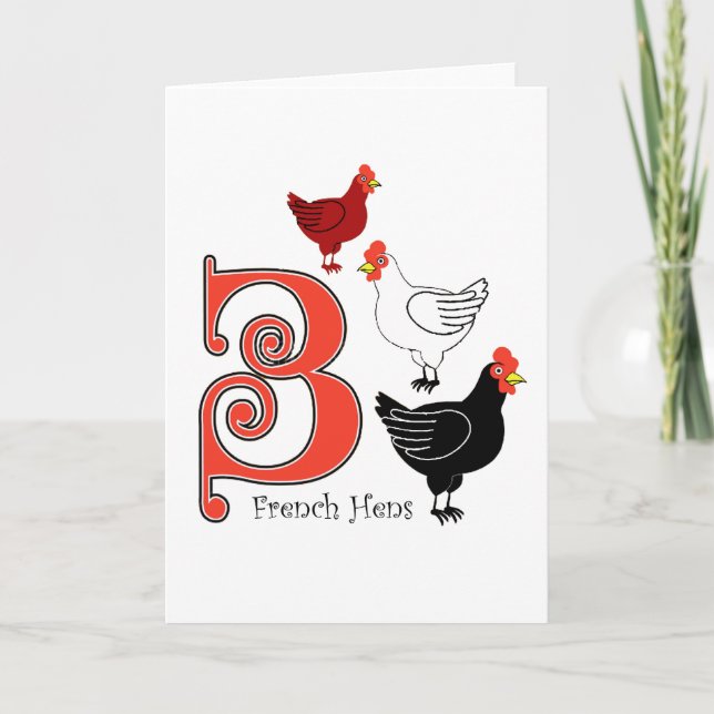Cartes Pour Fêtes Annuelles 3 poules françaises (Devant)