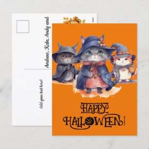 Cartes Pour Fêtes Annuelles 3 Wiches de chat - Happy Halloween