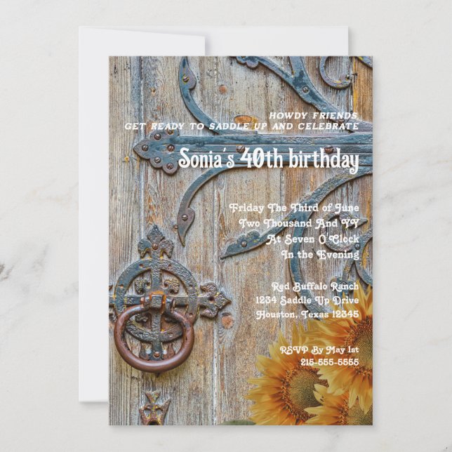 Cartes Pour Fêtes Annuelles 40e anniversaire Rustic Grange Porte Ouest (Devant)