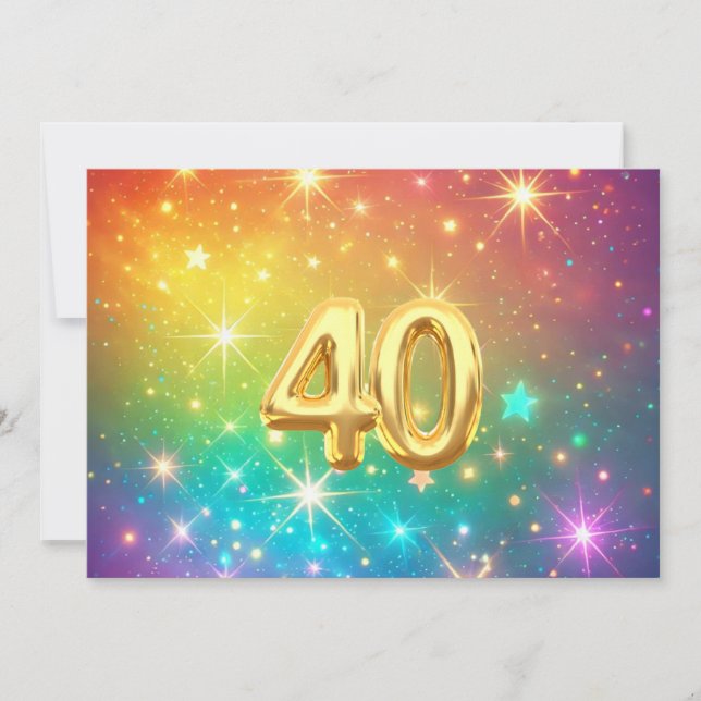 Cartes Pour Fêtes Annuelles 40e étoile colorée de l'espace arc-en-ciel (Devant)