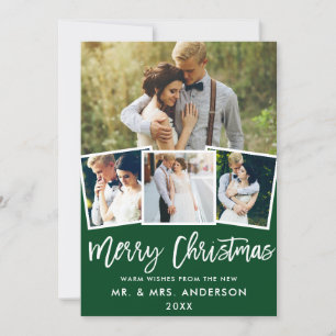 Cartes Pour Fêtes Annuelles 4 Brush photo Script Mariage Noël vert