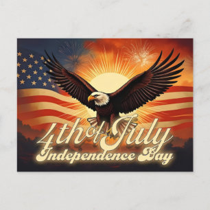Cartes Pour Fêtes Annuelles 4 juillet - Aigle majestueux et feux d'artifice 🦅