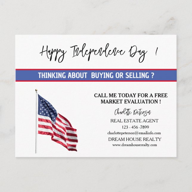 Cartes Pour Fêtes Annuelles 4 juillet ÉTÉ Marketing immobilier Agriculture (Devant)