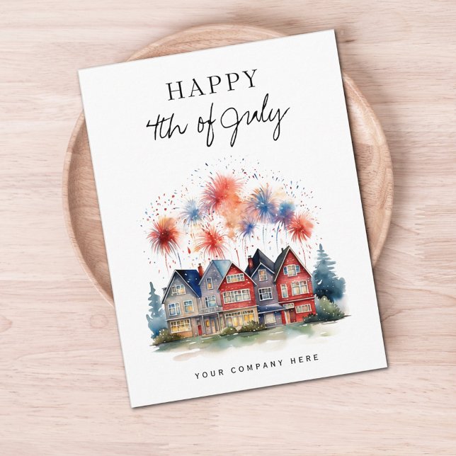Cartes Pour Fêtes Annuelles 4 juillet Festive Maison Feu d'artifice Immo (Créateur téléchargé)