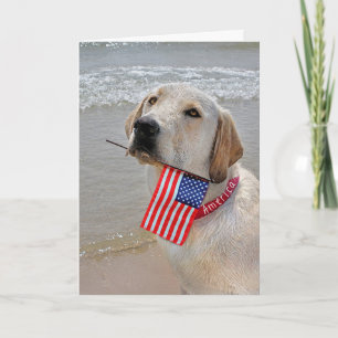 Cartes Pour Fêtes Annuelles 4 juillet Labrador Retriers with Flag Holiday C