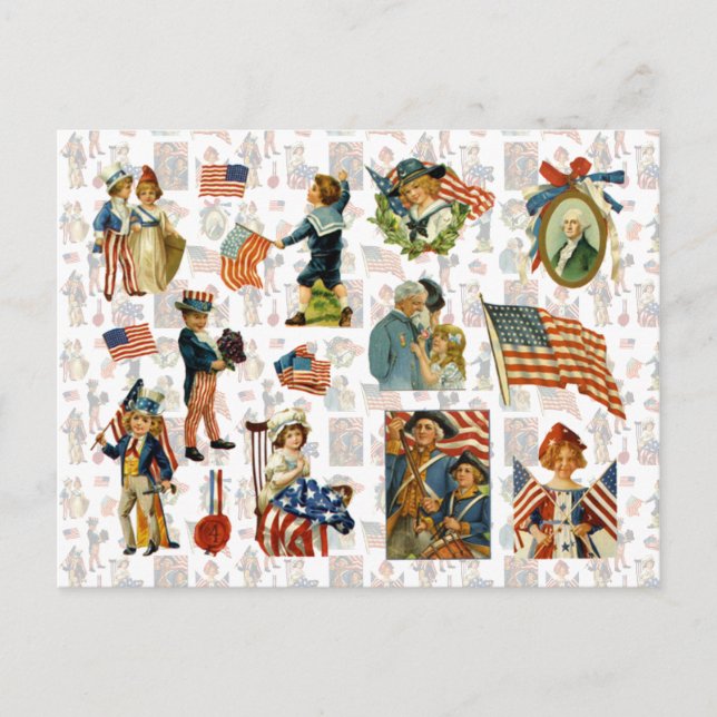 Cartes Pour Fêtes Annuelles 4 juillet vintage (Devant)