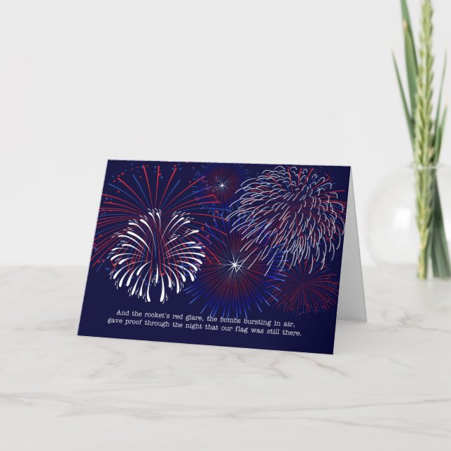 Cartes Pour Fêtes Annuelles 4 juillet'hymne national des feux d'artifice (Devant)