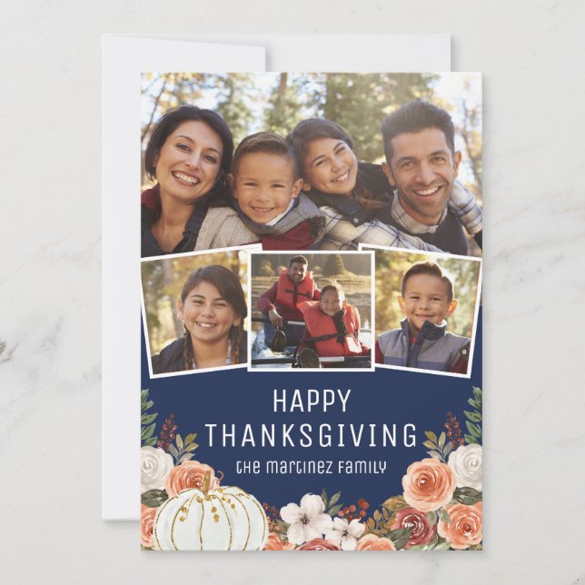 Cartes Pour Fêtes Annuelles 4 Photo Bon thanksgiving Holiday Card (Devant)