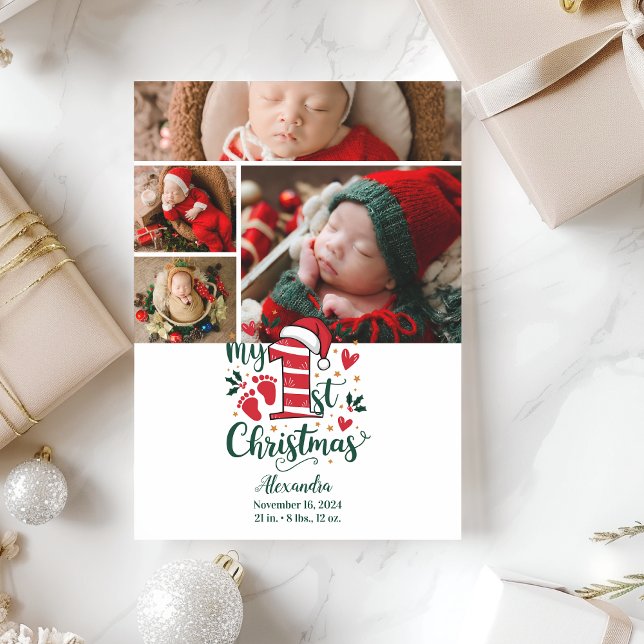 Cartes Pour Fêtes Annuelles 4 Photo Candy Cane Baby 1st Christmas (Créateur téléchargé)