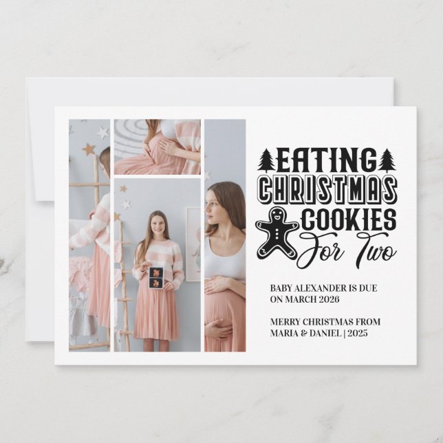 Cartes Pour Fêtes Annuelles 4 Photo Christmas Cookies for 2 Pregnancy  (Devant)
