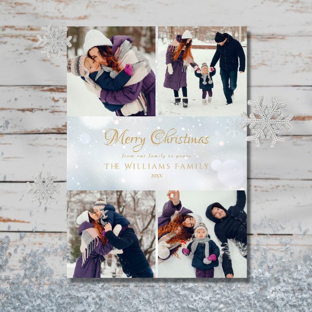 Cartes Pour Fêtes Annuelles 4 Photo Collage Joyeux Noël Frost d'hiver (Créateur téléchargé)