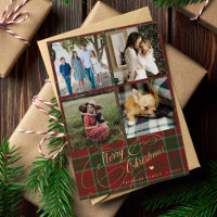 4 photo collage Joyeux script Noël plaid