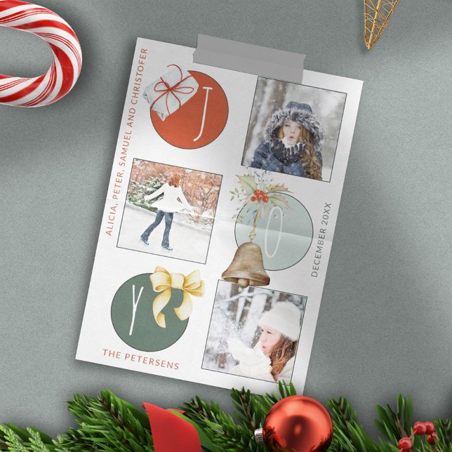 Cartes Pour Fêtes Annuelles 4 photo collage rétro Noël moderne (Créateur téléchargé)