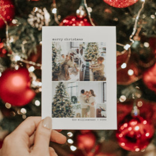 Cartes Pour Fêtes Annuelles 4 Photo Collage Typewriter Minimalist Christmas