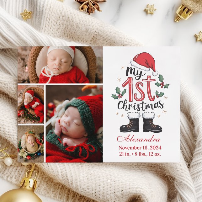 Cartes Pour Fêtes Annuelles 4 Photo Cute Santa Baby 1st Christmas (Créateur téléchargé)