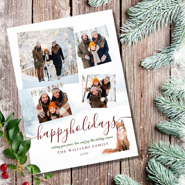 Cartes Pour Fêtes Annuelles 4 Photo Joyeuses fêtes hiver Renard Noël (Créateur téléchargé)