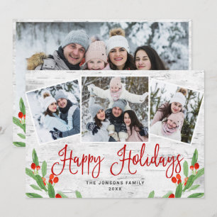 Cartes Pour Fêtes Annuelles 4 PHOTO Noël Rustique écorce de bouleau Salutation