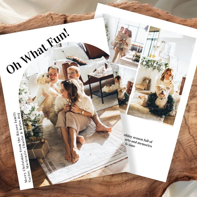 Cartes Pour Fêtes Annuelles 4 Photo oh Quel Noël Amusant (4 Photo oh What Fun Christmas template card from Ricaso. Add your own photos and text message)