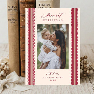 Cartes Pour Fêtes Annuelles 4 Photo Ruban rayé à festons Dessin animé Noël