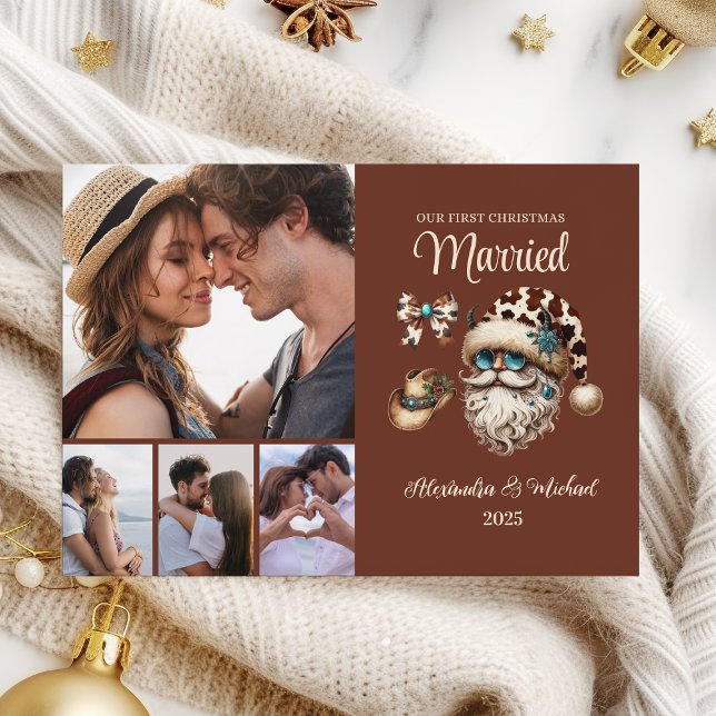 Cartes Pour Fêtes Annuelles 4 Photo Western First Christmas Married (Créateur téléchargé)