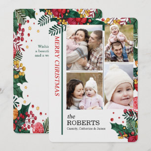 Cartes Pour Fêtes Annuelles 4 Photos Holly et Berries Noël